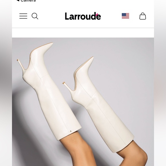 LARROUDE KATE BOOT IN IVORY LEATHER - Picture 2 of 5